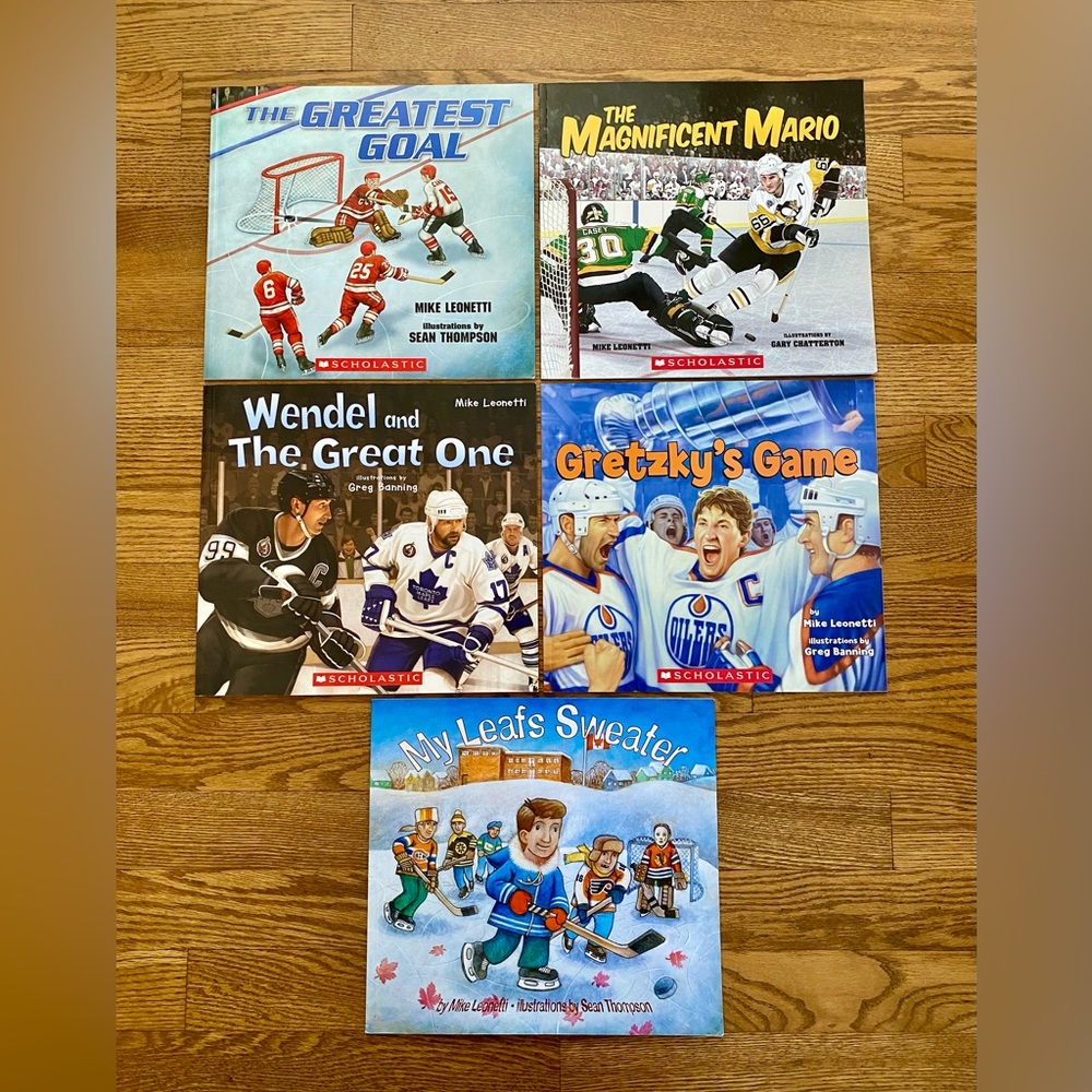 Mike Leonetti Book Lot: Greatest Goal, Magnificent Mario, Wendel Gretzky, Leafs